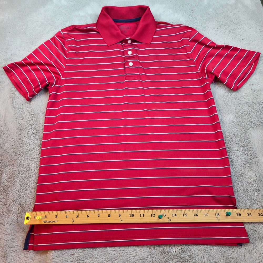 Brooks Brothers Golf Polo Shirt Mens M Striped Performance Short Sleeve Red